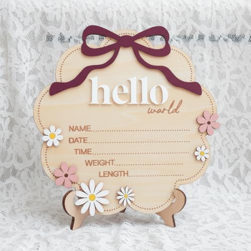 Hello World Wooden Baby Birth Announcement Sign - Image 3