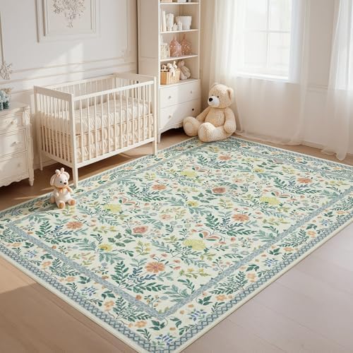 Joydeco Boho Floral 6x9 Rug for Living Room, Non Slip Indoor Carpet for - Image 4
