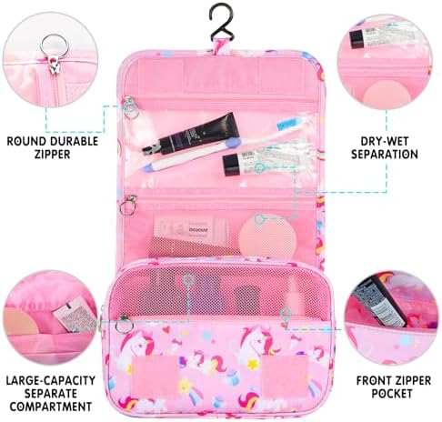 Kids Hanging Toiletry Bag for Girls, Travel Toiletry Bag for Little Young Girls - Image 5