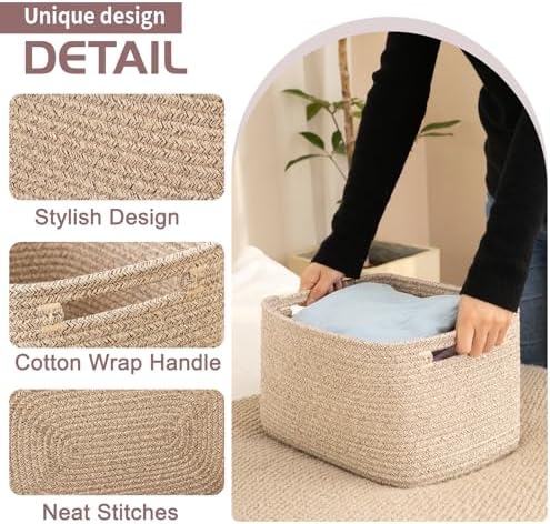 OIAHOMY 4 Pack Storage Baskets for Organizing 30L Cube Storage Bins Brown - Image 3