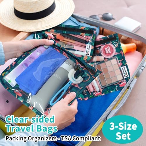 HIONXMGA Set of 3 Clear Travel Toiletry Bag, TSA Approved, Quart Size S/M/L - Image 2