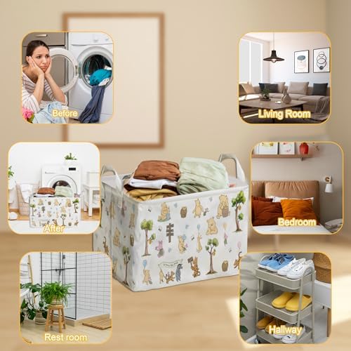 Winnie Storage Nursery Basket, Large squarecanvas Laundry Hamper WithWinnie - Image 4