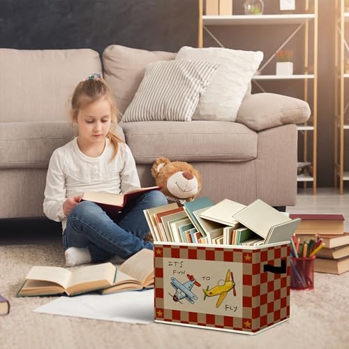 Rustic It's Fun To Fly Airplane Storage Bins Boxes - Image 5