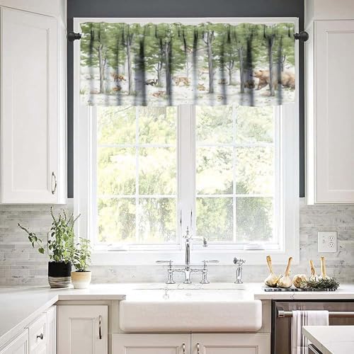Forest Valance Curtain for Kitchen, Window Treatment Cartoon Forest Nature - Image 6