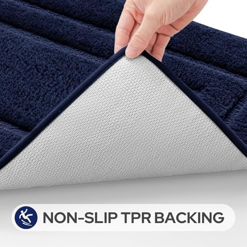 HOMEIDEAS Bathroom Rugs Sets 2 Piece, Soft Extra Long Bath Mat Navy Blue - Image 6