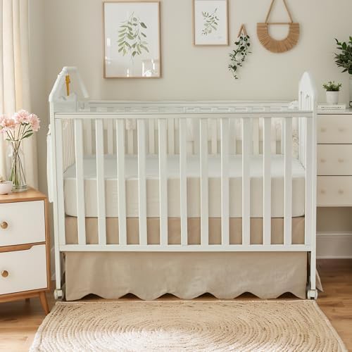 Brandream Scallop Edge Organic Cotton Crib Skirt, Baby Boy, Baby Girl, Gender - Image 5