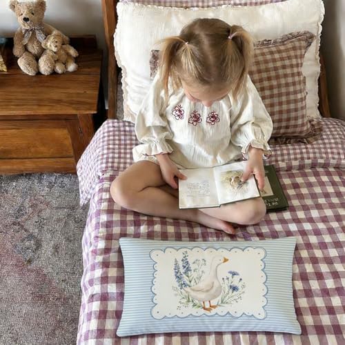 Blue Goose Nursery Decor Throw Pillow Cover 12x20 Pillowcases - Image 2