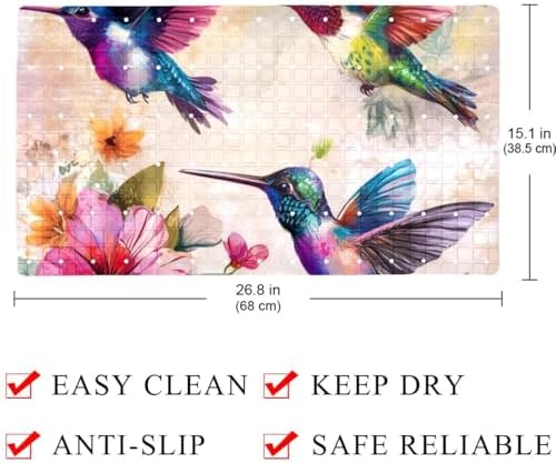 Shower Mat Non Slip, Hummingbird Flower Anti Slip Bath Mat - Image 4