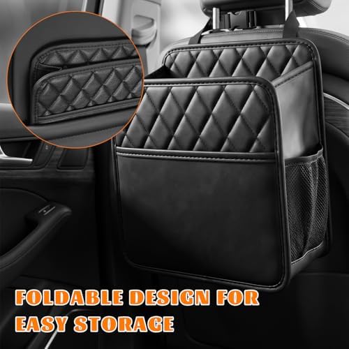 Car Seat Back Organizer, Foldable Leather Auto Backseat Hanging Storage Pocket - Image 5
