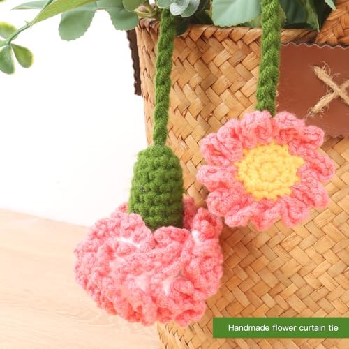 2 Pack Boho Handmade Flower Curtain Tiebacks & Holdbacks, Carnations - Image 6
