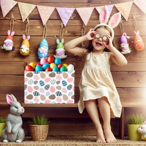 Large Cute Easter Basket for Kid Empty Gift Baby Rectangle Storage Bin Bunny - Image 7