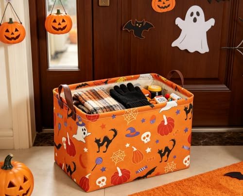 Halloween Basket Pumpkin Baskets Trick or Treat Basket Rectangular Storage Bin - Image 2