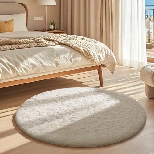 Ophanie Round Rugs 3Ft Ivory Circle Area Rug, Nursery Bedroom Carpet, Small - Image 5