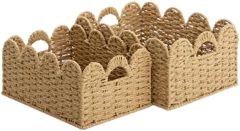 StorageWorks Scalloped Wicker Basket, Large Baskets by StorageWorks