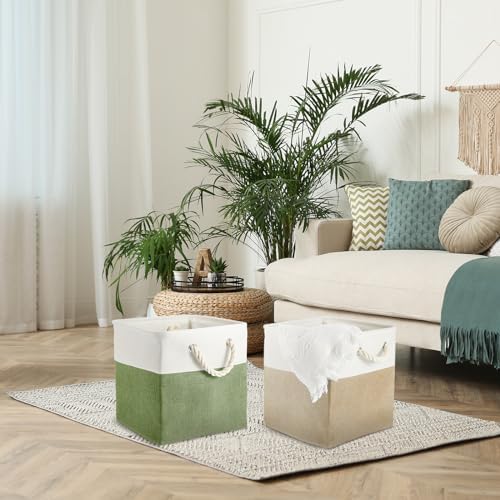 6 Pack 13 x 13 Inch Cube Storage Bins Fabric Square Cube Baskets - Image 6