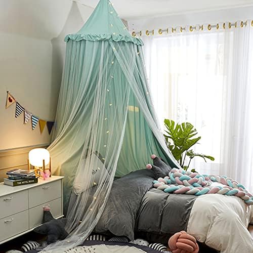 VETHIN Bed Canopy Double Layer Princess Round Dome Dreamy Mosquito Net Bedding by VETHIN