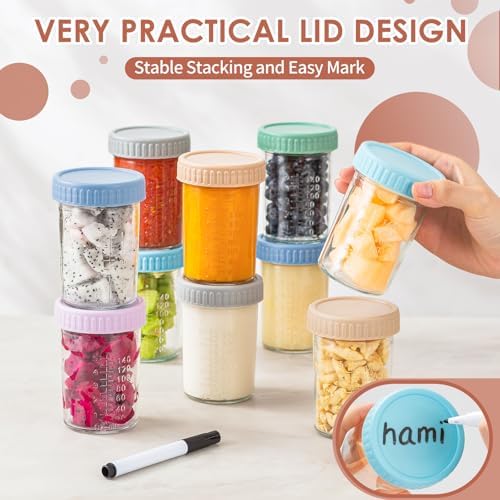 DRKIO 12 pcs Baby Food Storage Containers 8 Oz Small Glass Jars - Image 5