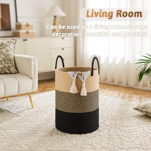Artfeel Laundry Basket, Woven Cotton Rope Laundry Hamper, 100L - Image 5