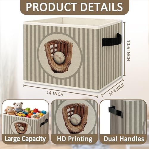 Vintage Baseball Nursery Foldable Storage Bins Box - Image 6