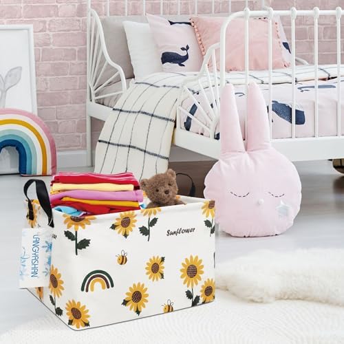 Rectangular Collapsible Sunflower Storage Basket Nursery Organizer - Image 5