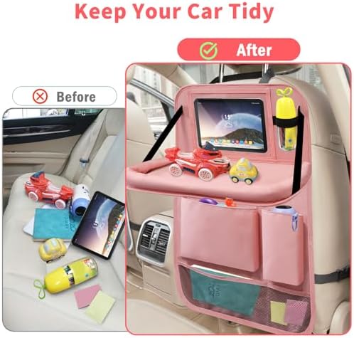 Car Backseat Organizer with Tray, Seat Back Table Holder with 6 Storage Pockets - Image 6