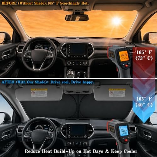 Car Windshield Sun Shade, Universal Fit Full-Size SUV Pickup MPV, Angry Red - Image 2