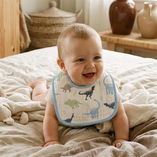 Muslin Bibs for Baby Boy, Adjustable Fit for Drooling and Teething Toddler - Image 2