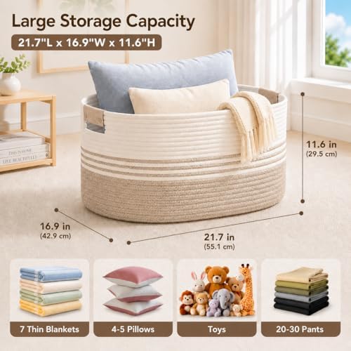 Laundry Hamper with Handles, 72L Rope Laundry Basket, Light Brown - Image 2