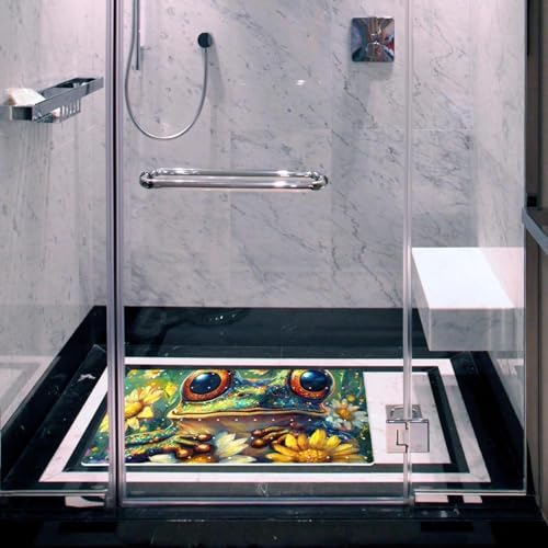 Bathtub Mat Non Slip 26.8x15.1In, Flowers Frog Bath Mat - Image 5