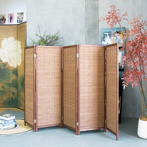 Furnnylane 5 Panel Short Room Divider Screen, Small Bamboo Panel Divider - Image 4