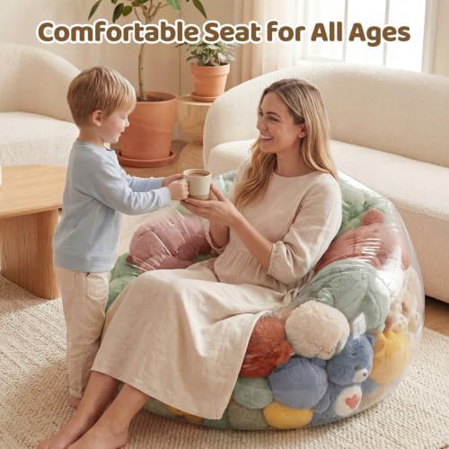 Clear Stuffed Animal Bean Bag Storage Chair, 330LBS Thick Waterproof PVC Large - Image 4