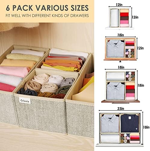 Criusia Underwear Drawer Organizer, 6 Set Foldable Underwear Drawer Organizer - Image 3