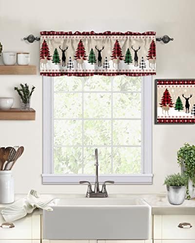 Farmhouse Christmas Kitchen Curtains Valances - Image 2