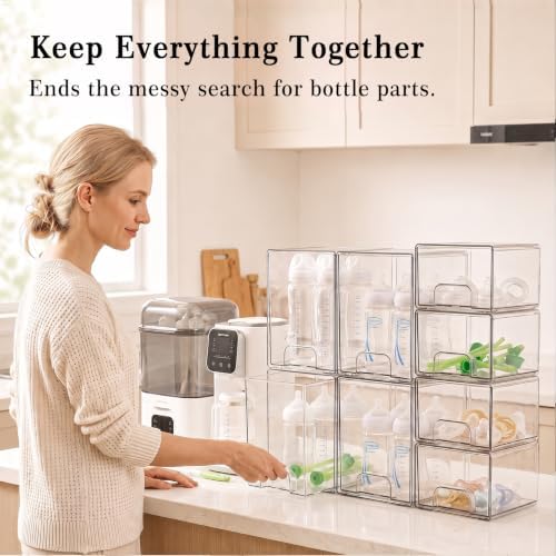 Clear Stackable Storage Drawers: Acrylic Organizer Bins 8 Pack - Image 3