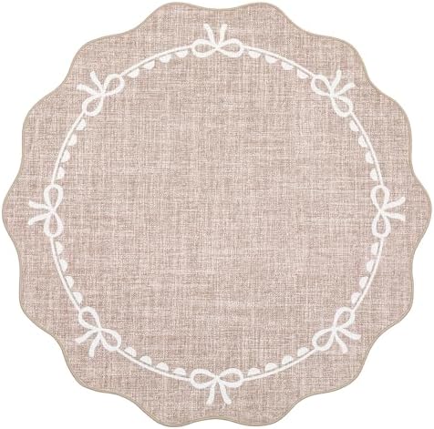 GarveeHome 6ft Round Rugs Washable Scalloped Bow Rug - Image 4