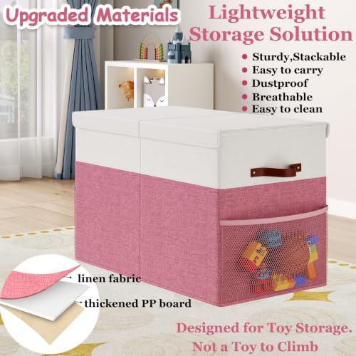 Large Toy Storage Box with Lid, Toy Chest with Divider, Foldable Organizer - Image 2