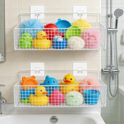 Bath Toy Storage, 2 Pack Metal Mesh Bath Toys Organizer - Image 4