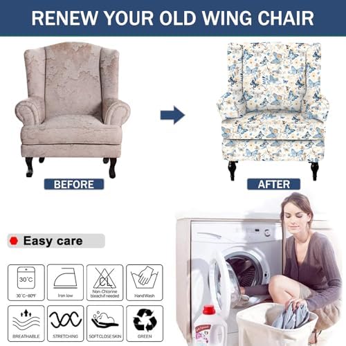 NILUOH Wingback Chair Covers 2-Piece, Armchair Slipcovers - Image 5