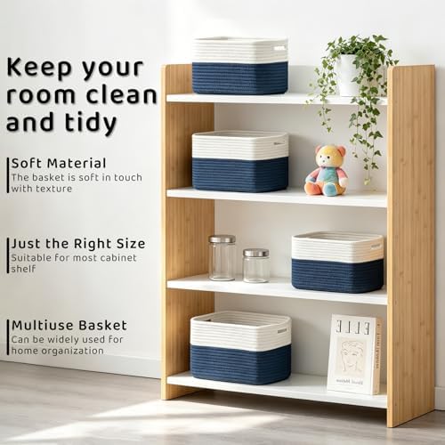 4 Pack Storage Baskets for Organizing, and Clothes, Cotton Rope Basket for - Image 5