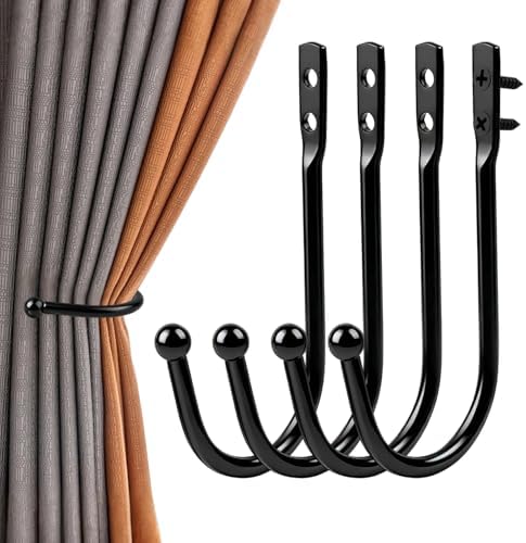 4PCS Curtain Holdbacks, 3.9'' Screw-in Curtain Tiebacks Wall Mounted Hooks by Unknown