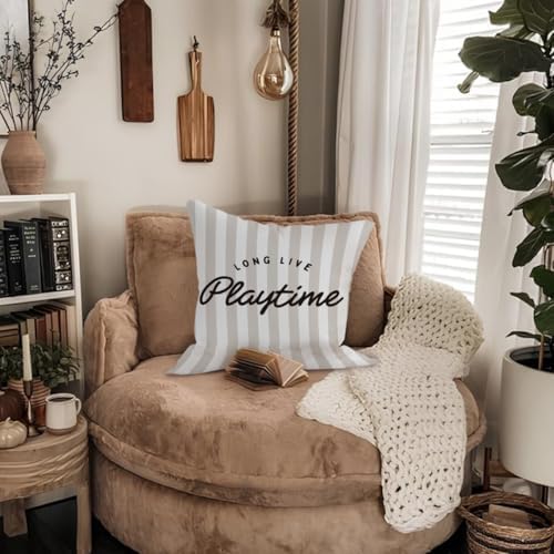 Playroom Decor Pillow Covers 18x18, Kids Room Decor, Long Live Playtime Neutral - Image 6