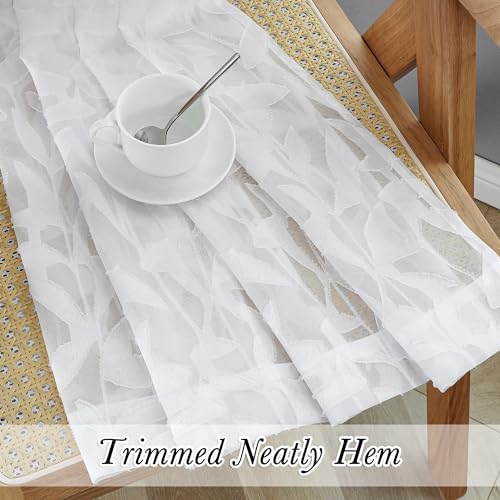Lecloud Leia 2 PCS White Valance Sheer Curtains Tiers 24 Inch Long, Clip - Image 4
