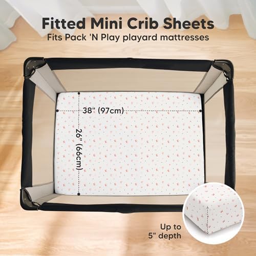 2 Pack and Play Sheets Waterproof Mini Crib Sheet Fitted 38x26 - Image 3