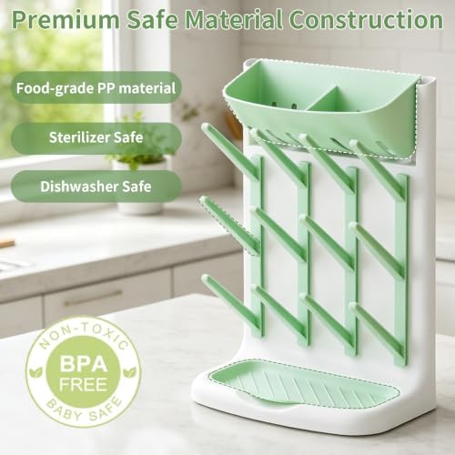Vertical Baby Bottle Drying Rack, Space-Saving Countertop Dryer, Holds 12 - Image 3