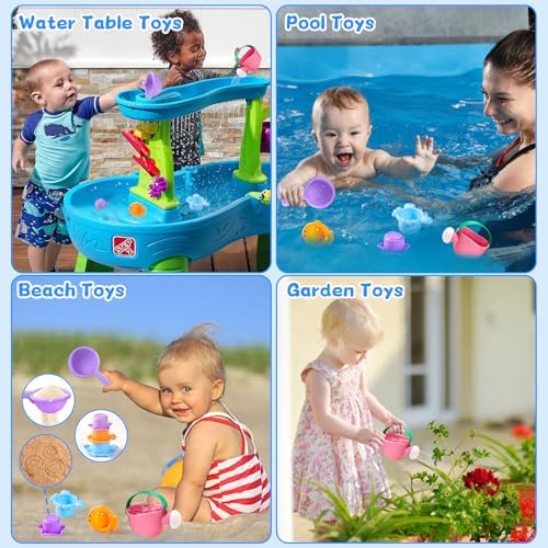 Fajiabao Toddler Bath Toys for Kids Ages 1-3 Stack, Scoop & Pour Set 9PCS - Image 6