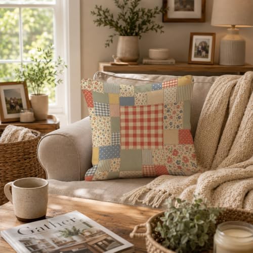 French Country Floral Patchwork Throw Pillow Cover 18x18 - Image 5