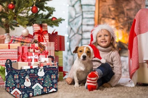 Rectangular Christmas Baskets, Snowman Basket Empty, Waterproof PE Coating Cute - Image 6