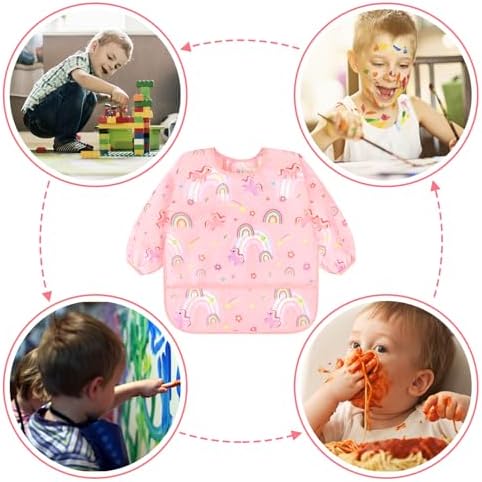 Accmor 3 Pack Long Sleeve Bibs, Baby Smock Waterproof Sleeved Bib Smock - Image 7