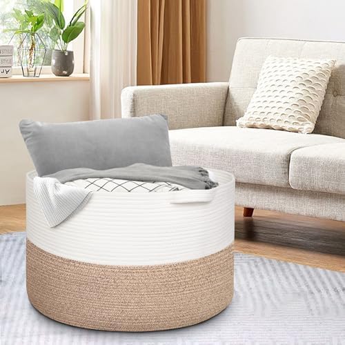 MEGASKET 115L Super Large Blanket Basket, 23.6"x15.7" Oversized Cotton Rope - Image 4