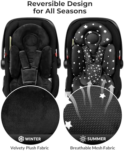 TinlyFinly Newborn Car Seat Insert, Head and Body Support, Reversible Infant - Image 5